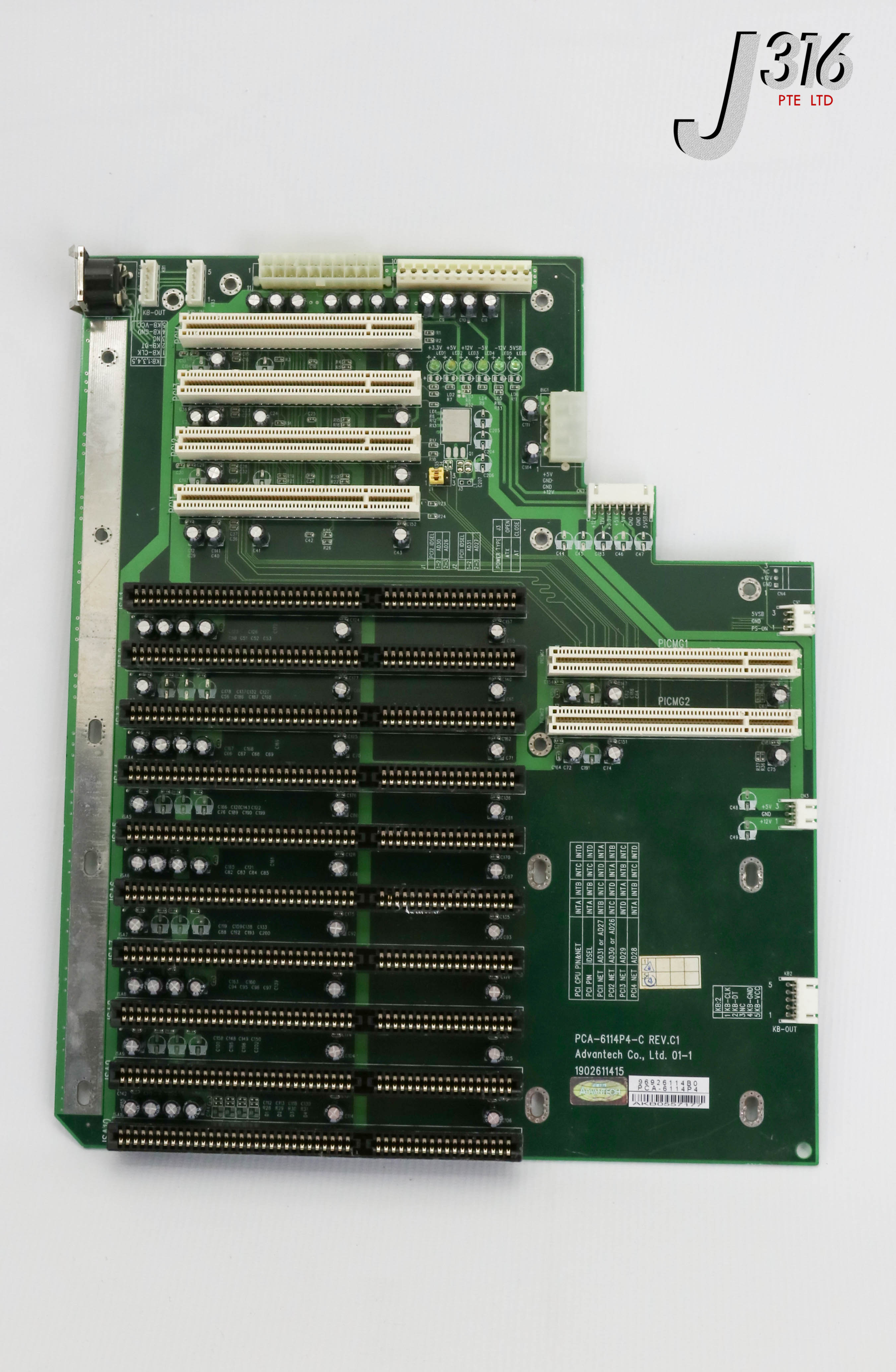 25294 ADVANTECH PCB, BACKPLANE BOARD, P/N: 1902611415 PCA-6114P4-C